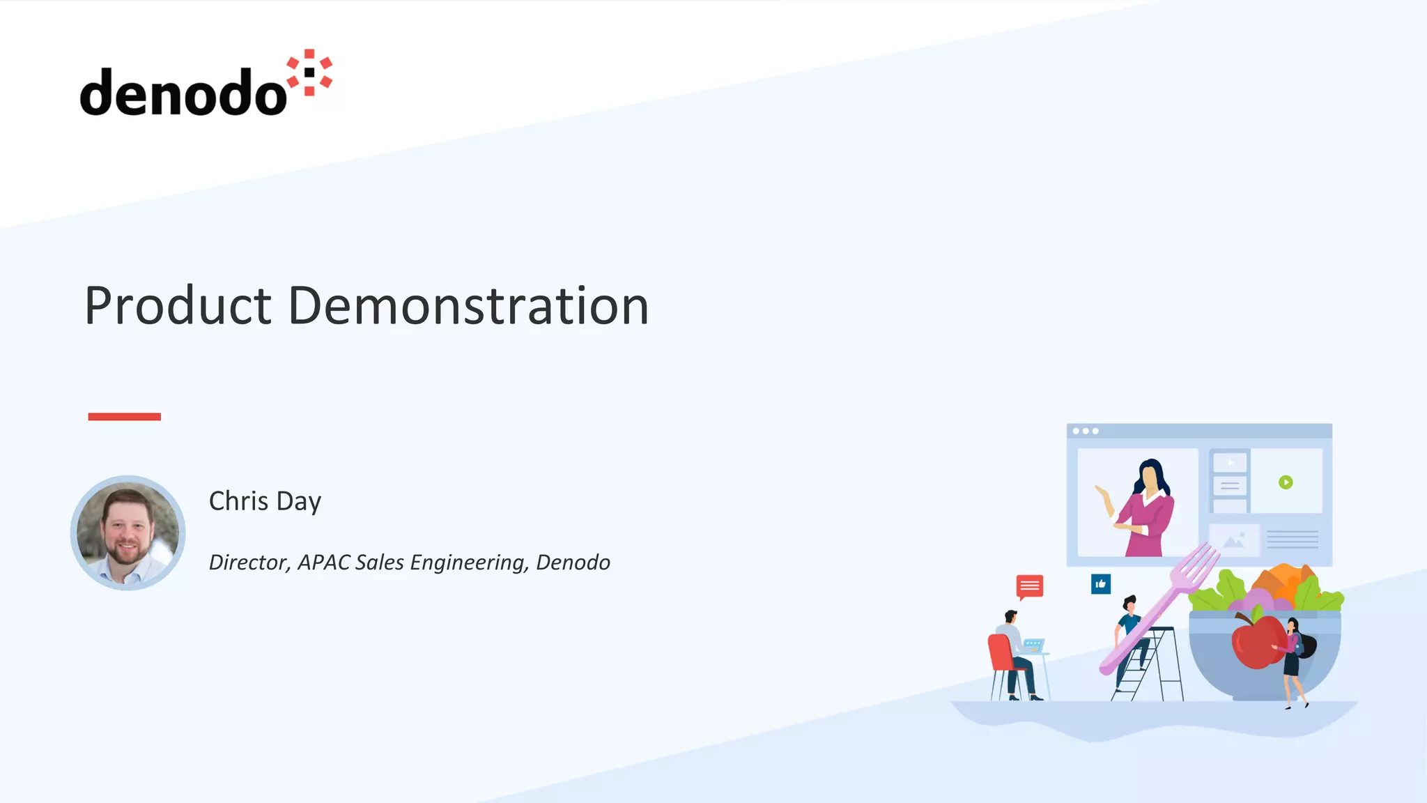 Product Demonstration
Director, APAC Sales Engineering, Denodo
Chris Day
 