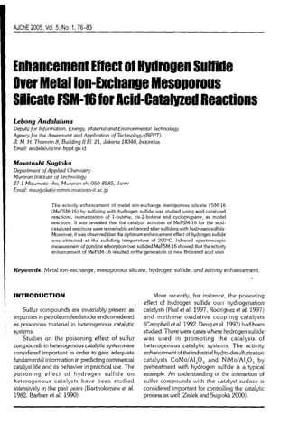 Enhancement Effect of H2S over Metal Ion-Exchanged Mesoporous FSM-16 for Acid-Catalyzed Reactions