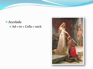  Accolade
    Ad = to + Colla = neck
 