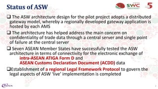 Asw Module ASEAN Single Window for Regional Integration_SK_SWC2016 | PDF