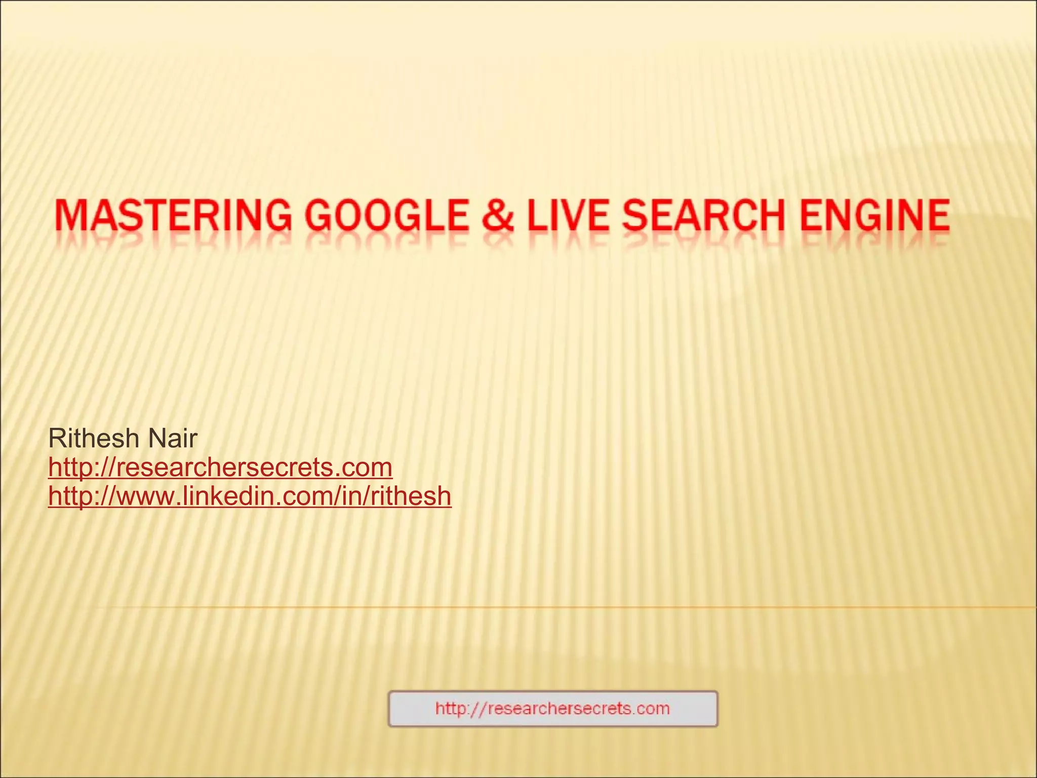 A Search Engine Syntax | PPT 