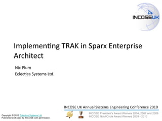 UK INCOSE Annual Systems Engineering Conference. Case Study - Implementing TRAK in Sparx Systems Enterprise Architect