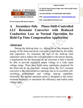 A secondary side phase-shift-controlled llc resonant converter with ...