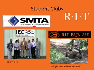 Senior ProjectEach graduating class designs:Product, automated assembly cell and assembly processR.O.A.R  – Refrigerator Open Alarm ReminderAQUA–TEK - Swim Lap Timer and CounterTiger Alert – Sound to Strobe Converter34
