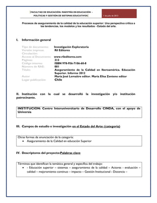 Aseguramiento de la calidad en iberoamérica | PDF