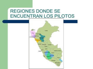 REGIONES DONDE SE
ENCUENTRAN LOS PILOTOS
 