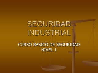 SEGURIDAD
INDUSTRIAL
CURSO BASICO DE SEGURIDAD
NIVEL 1
 