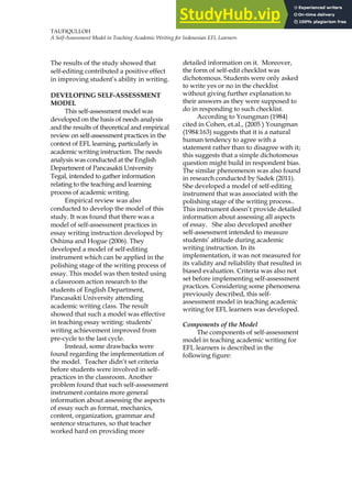 A SELF-ASSESSMENT MODEL IN TEACHING ACADEMIC WRITING FOR INDONESIAN EFL ...