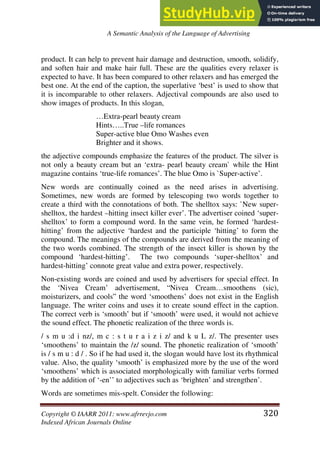 A Semantic Analysis Of The Language Of Advertising | PDF