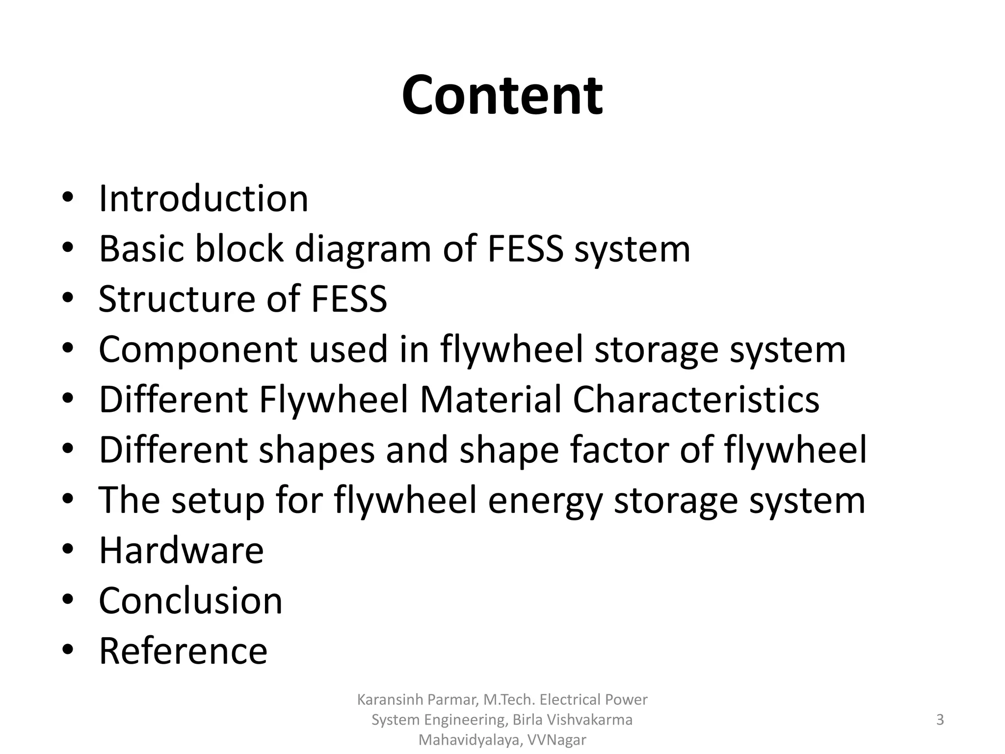 A seminar on flywheel energy storage system | PPTX