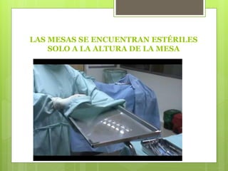 LAS MESAS SE ENCUENTRAN ESTÉRILES
SOLO A LA ALTURA DE LA MESA
 