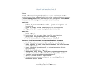 Asepsis and infection control