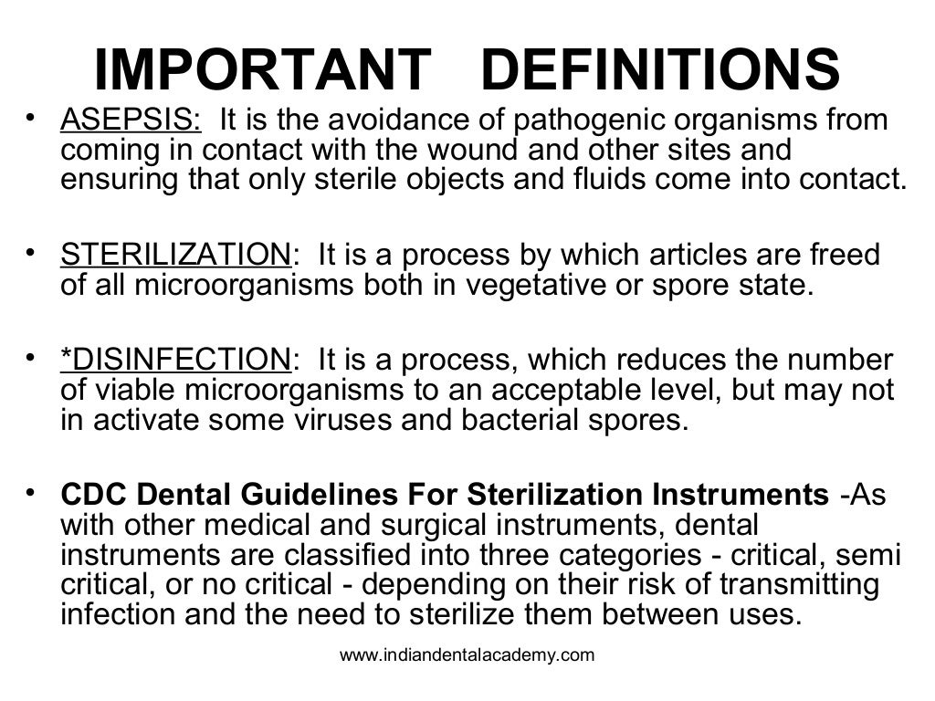 Asepsis sterilization and infection control /certified fixed orthodon…