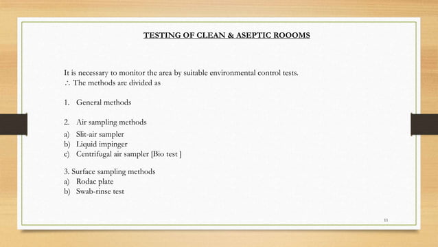 Aseptic Area and Microbial Control. - Pharmaceutical Microbiology ...