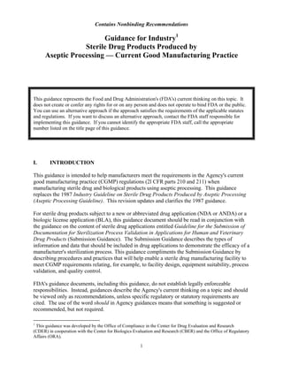Aseptic processing us fda | PDF