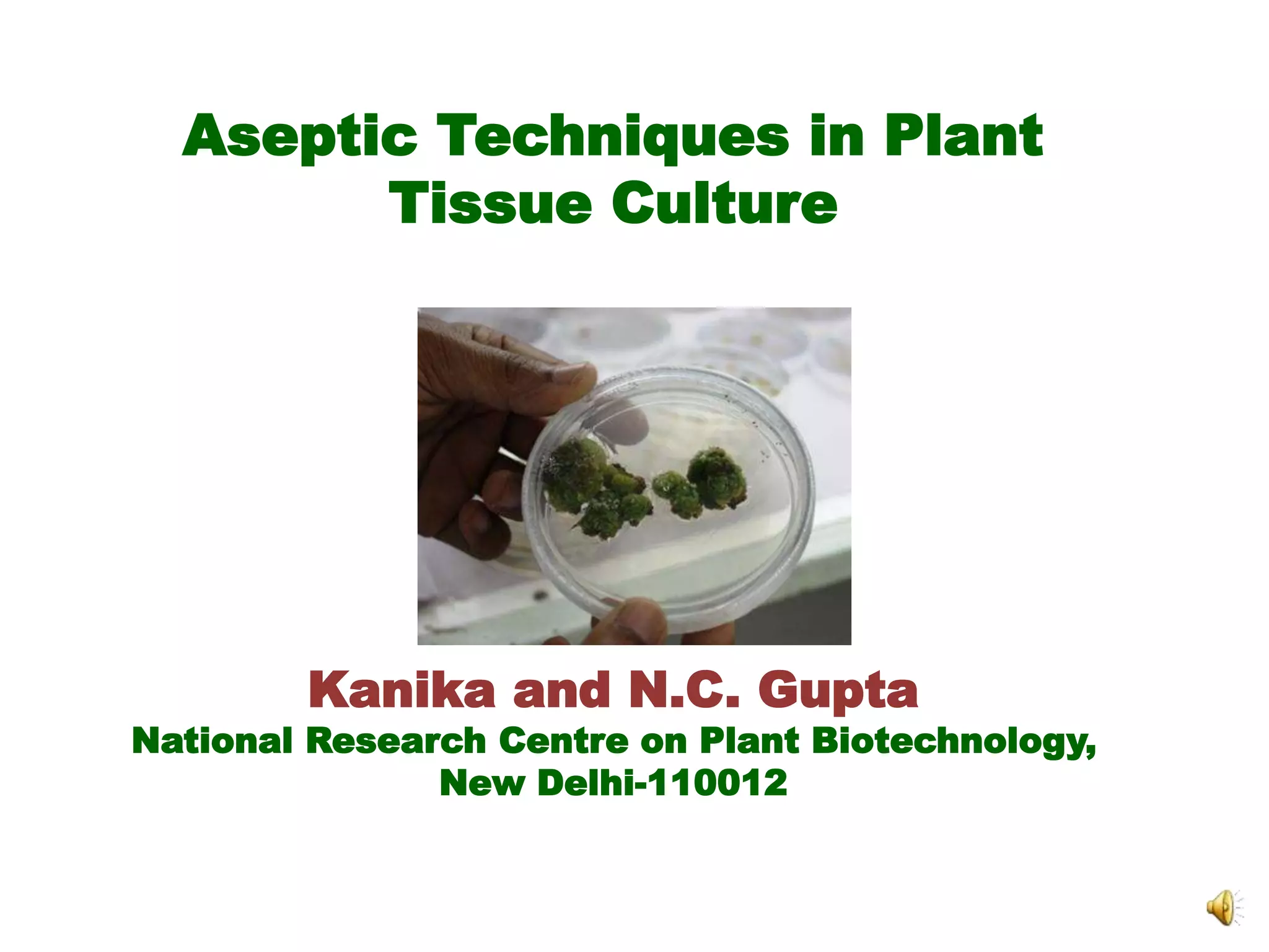 Aseptic techniques in plant tissue culture PPT