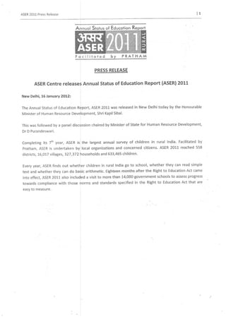 ASER press release 2011