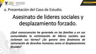 ASESINATO DE LIDERES SOCIALES Y DESPLAZAMIENTO FORZADO..pptx
