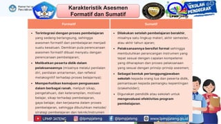 Karakteristik Asesmen
Formatif dan Sumatif
 