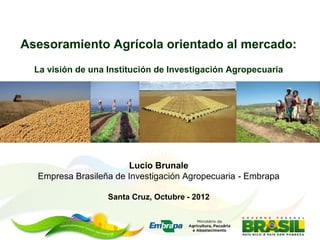 Asesoramiento Agrícola orientado al mercado:
  La visión de una Institución de Investigación Agropecuaria




                       Lucio Brunale
  Empresa Brasileña de Investigación Agropecuaria - Embrapa

                   Santa Cruz, Octubre - 2012
 