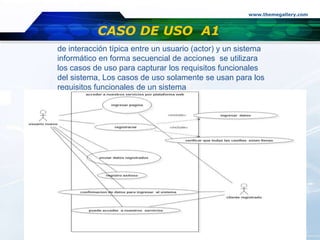 www.themegallery.com
Company Logo
CASO DE USO A1
de interacción típica entre un usuario (actor) y un sistema
informático e...