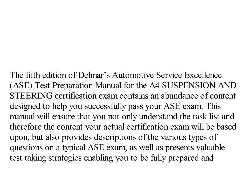 ASE Test Preparation - A4 Suspension and Steering (ASE Test Prep: Aut…