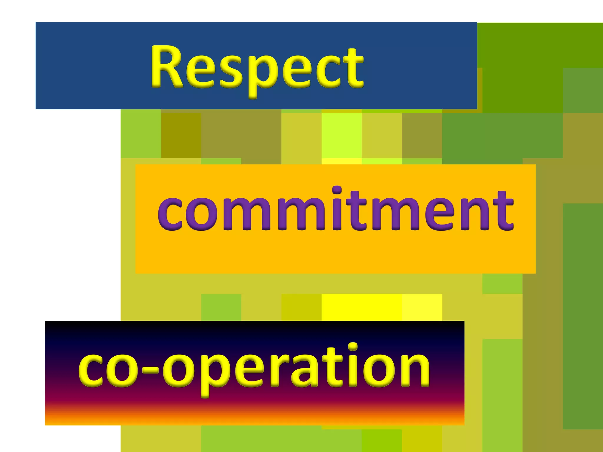 Respect
commitment
co-operation