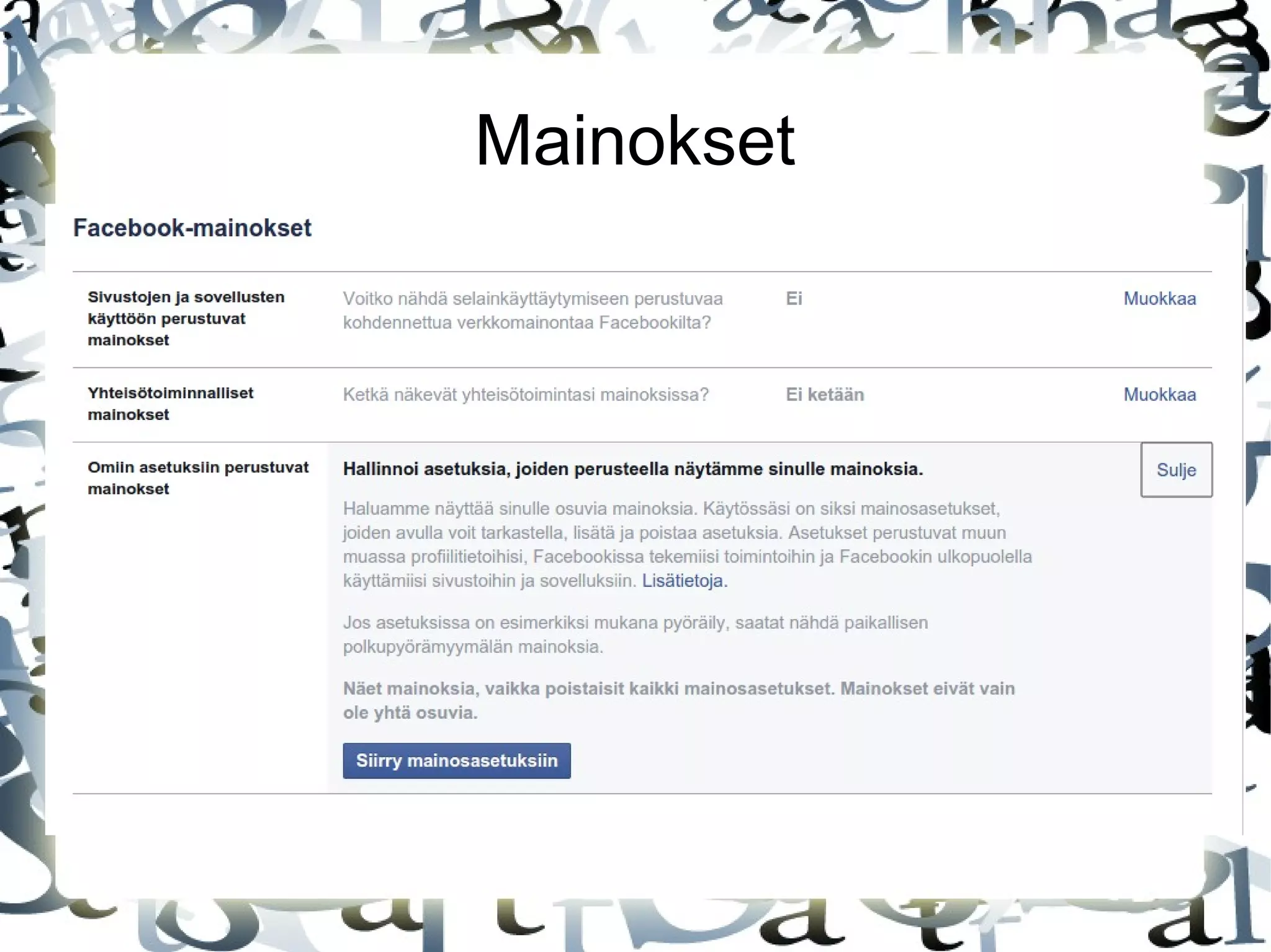 Mainokset
 