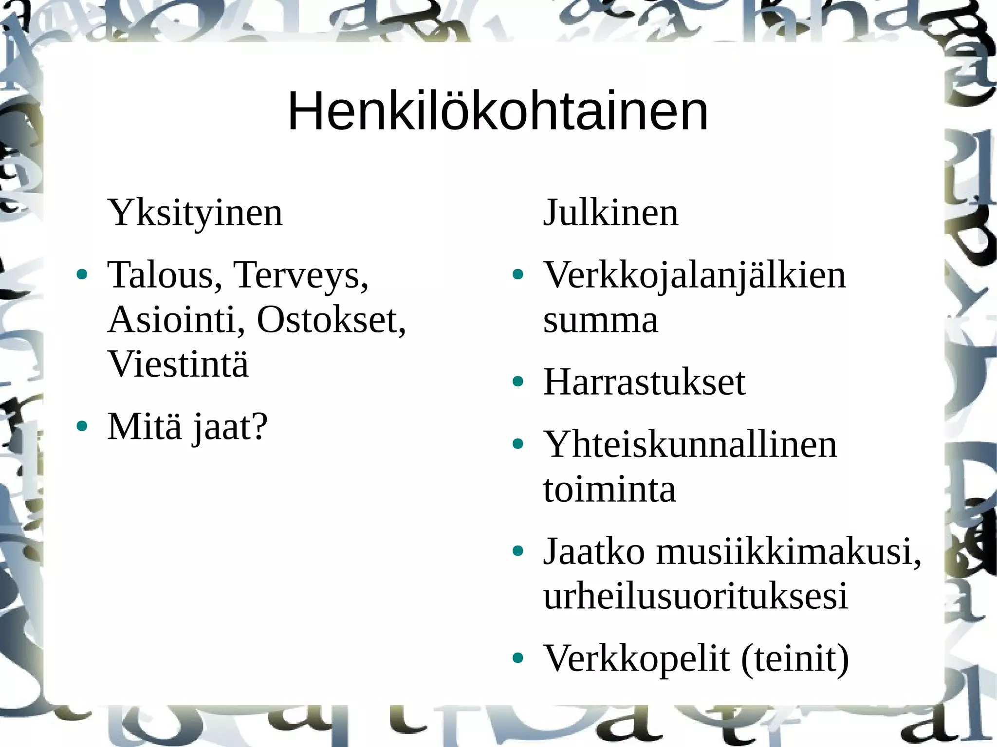 Kävijöiden määrät
●
Tammikuun kävijämäärät:
– 1.käyntikerta 2
– 2.käyntikerta 1
– Käyntejä 3
●
Helmikuun kävijämäärät
– 1. käyntikerta 1
– 2. käyntikerta 0
– Käyntejä 4
●
Maaliskuun kävijämäärät
– 1. käyntikerta 0
– 2. käyntikerta 1
– Käyntejä 8
●
Käyntien määrä voi olla isompi kuin yksittäisten
kävijöiden määrät.
●
Tämä johtuu siitä, että Tarkistustiheys ja
äskettäisyys -raportissa tarkastellaan istuntoja
yksittäisten kävijöiden sijasta. .
 