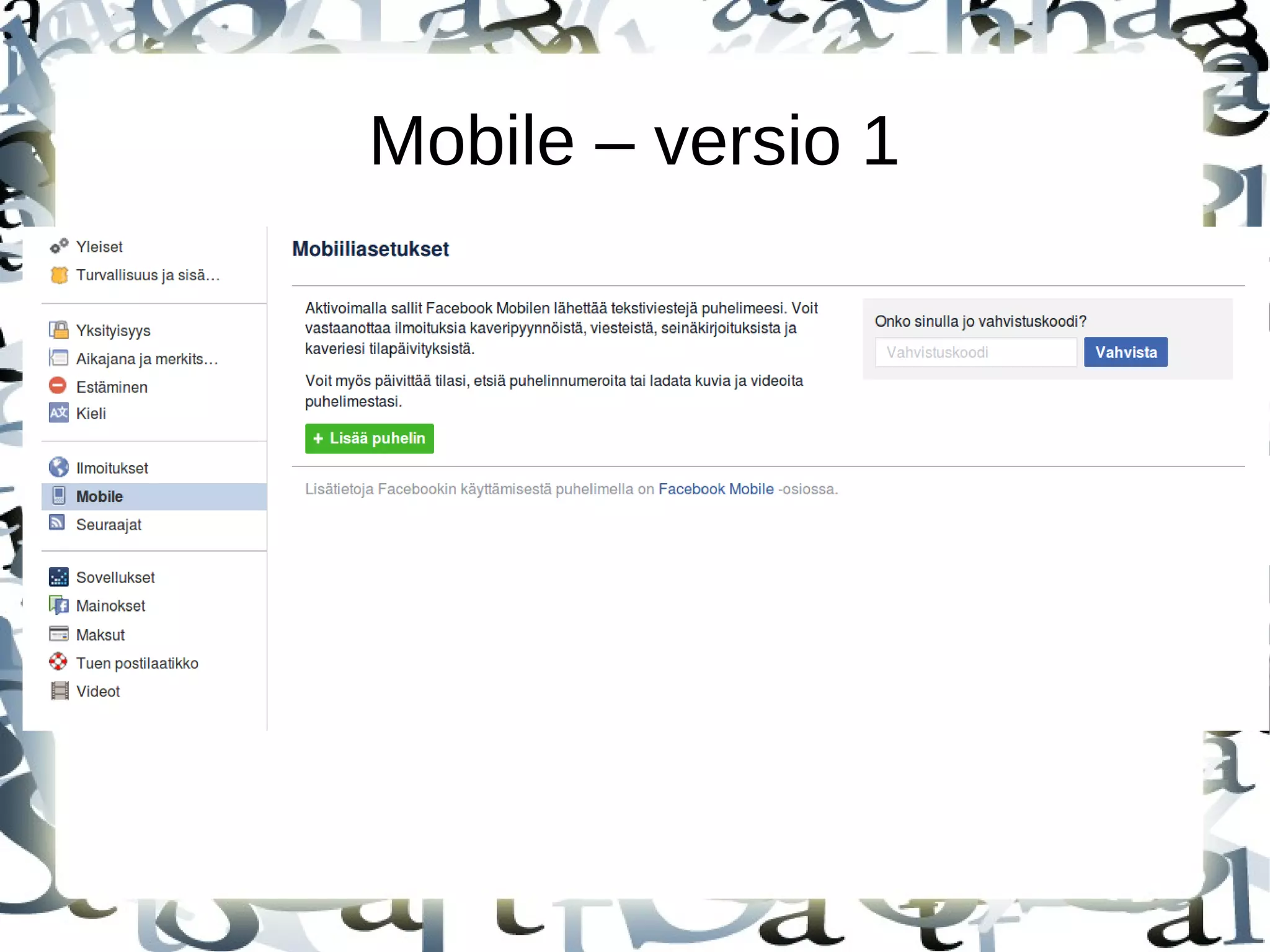 Mobile – versio 1
 