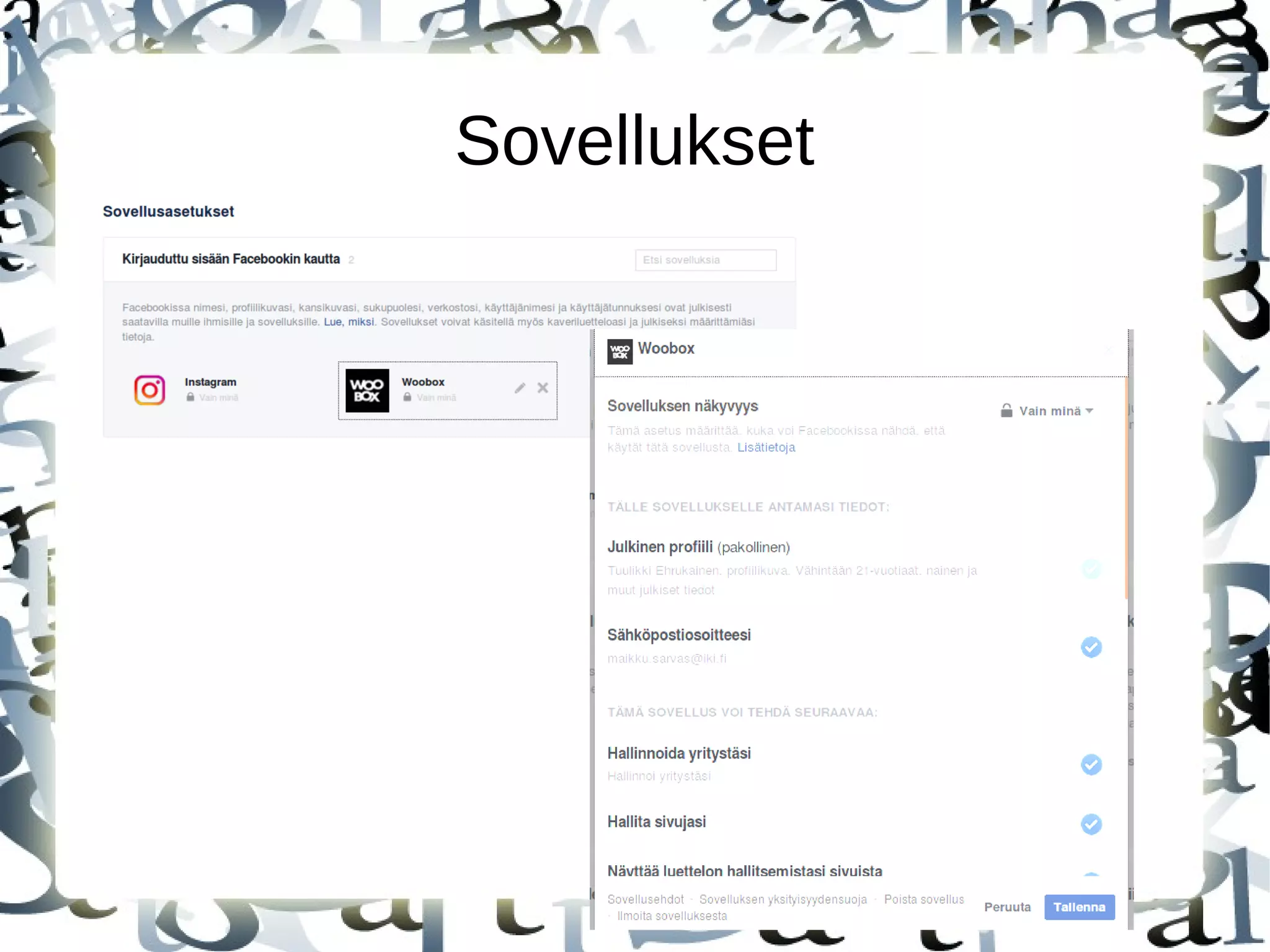 Sovellukset
 