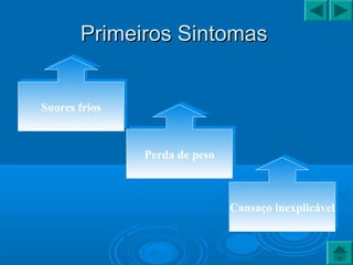 Primeiros SintomasPrimeiros Sintomas
Perda de pesoPerda de peso
Cansaço inexplicávelCansaço inexplicável
Suores friosSuores frios
 