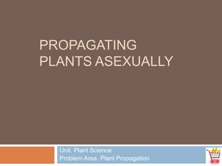 Propagating Plants Asexually Unit. Plant Science Problem Area. Plant Propagation 