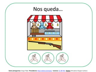 Nos queda…
Autor pictogramas: Sergio Palao Procedencia: http://catedu.es/arasaac/ Licencia: CC (BY-NC) Autora: Almudena Vergara Cardona
 