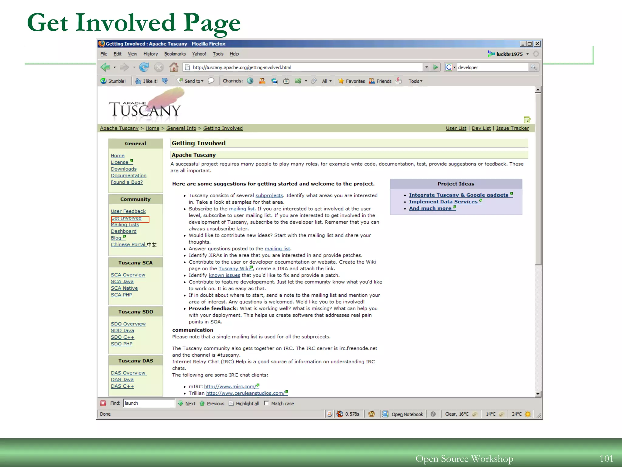 Open Source Workshop 101
Get Involved Page
 