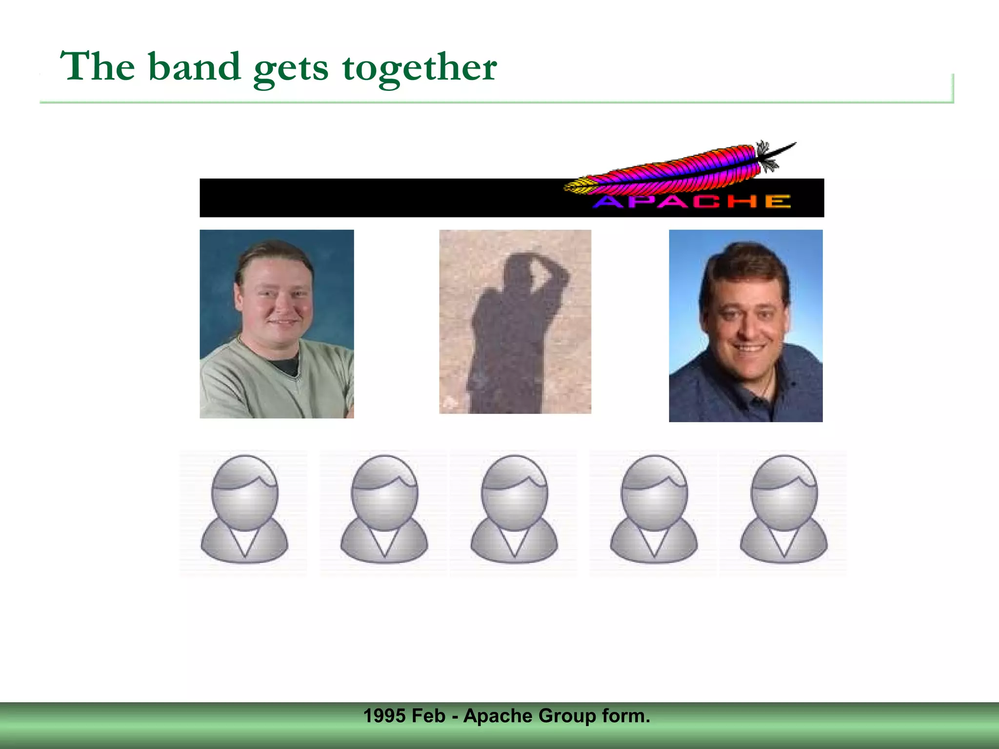 1995 Feb - Apache Group form.
The band gets together
 