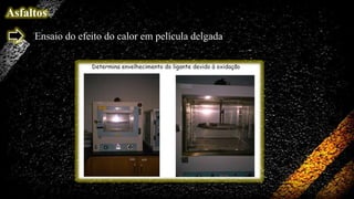 Asfaltos
Ensaio do efeito do calor em película delgada

 