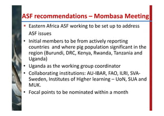 FAO‐ECTAD network and control strategy for ASF