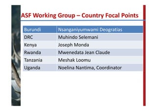 FAO‐ECTAD network and control strategy for ASF