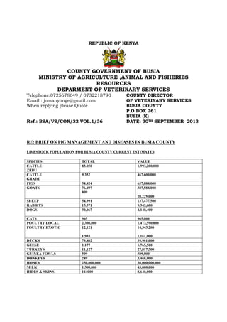 Opening remarks on the closing workshop of the BecA‐ILRI‐CSIRO‐AusAID project  on Understanding ASF epidemiology as a basis for control