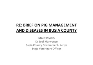 Opening remarks on the closing workshop of the BecA‐ILRI‐CSIRO‐AusAID project  on Understanding ASF epidemiology as a basis for control