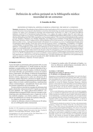 ORIGINAL
J. GONZÁLEZ DE DIOS



              Definición de asfixia perinatal en la bibliografía médica:
                 ...