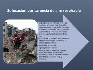 Sofocación por carencia de aire respirable
 