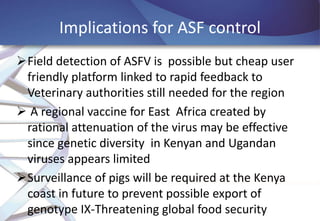 African Swine Fever (ASF) virus genomics and diagnostics