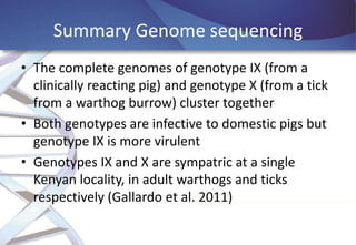 African Swine Fever (ASF) virus genomics and diagnostics