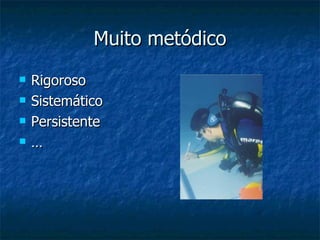 Muito metódico Rigoroso Sistemático Persistente … 