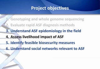 Epidemiology of African Swine Fever: A prerequisite to control