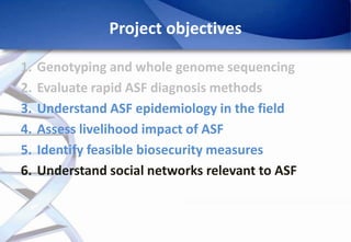 Epidemiology of African Swine Fever: A prerequisite to control