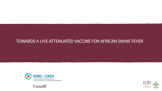 Recent advances in African swine fever vaccine development at the International Livestock Research Institute