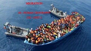 MIGRATION
AS –HUMAN GEOGRAPHY
CIE –UNIT 2
 